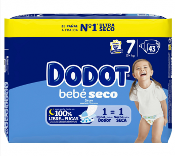 PAÑAL DODOT BEBE SECO 43 UNID TALLA 7