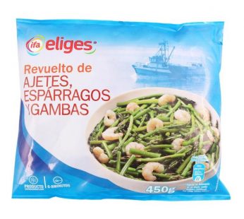 Revuelto de Ajetes Esparragos y Gambas Eliges 450g