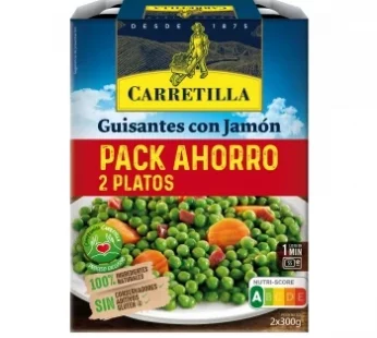 Guisantes con jamón Carretilla sin gluten pack de 2 unidades de 300 g.